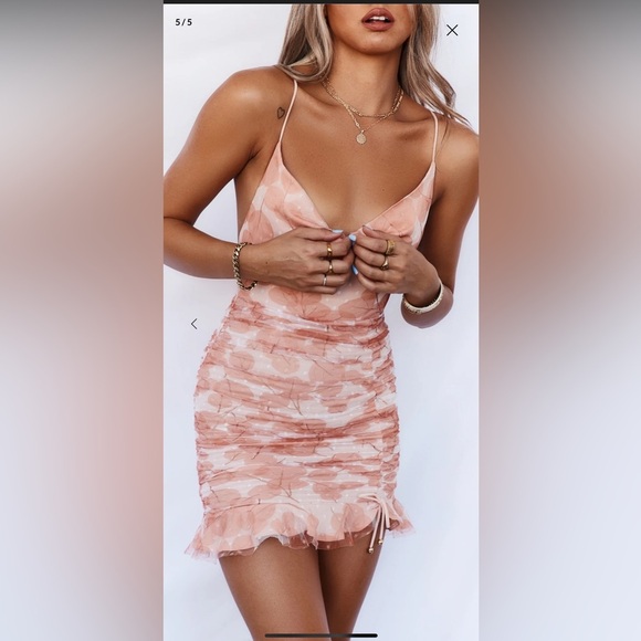 Hello Molly large Front Runner mini dress dusty pink Cowl Neck Bodycon - Picture 5 of 7